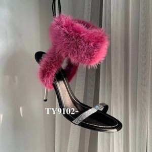 Rene Caovilla vintage pink fur heel